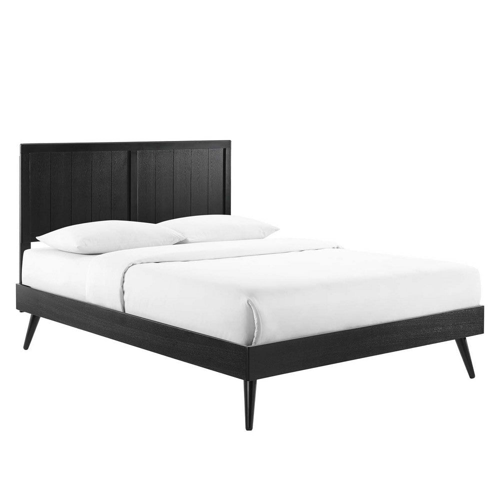 Modway Alana Wood Queen Platform Bed in Black with Splayed Legs