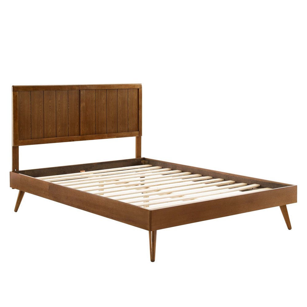 Modway Alana Wood Queen Platform Bed in Walnut with Splayed Legs MDY-MOD-6379-WAL