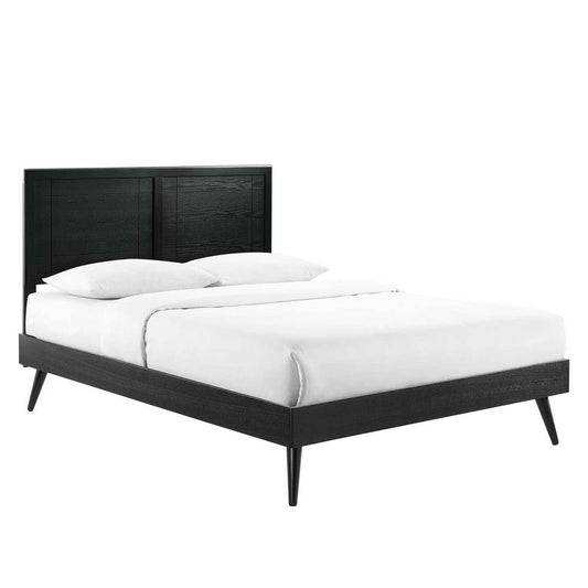 Modway Marlee Wood Queen Platform Bed in Black with Splayed Legs