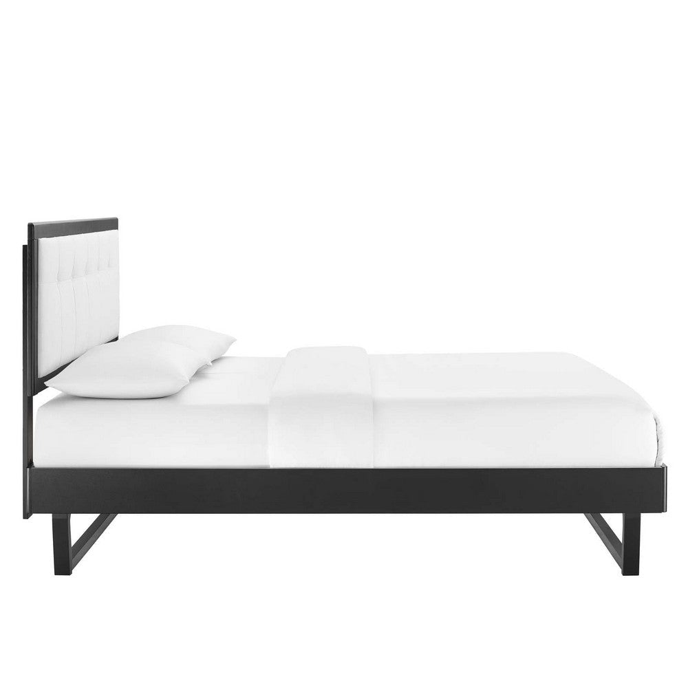 Modway MOD-6384-BLK-WHI Willow Queen Wood Platform Bed with Angular Frame Black White MDY-MOD-6384-BLK-WHI