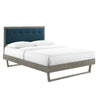 Modway MOD-6384-GRY-AZU Willow Queen Wood Platform Bed with Angular Frame, Gray Azure