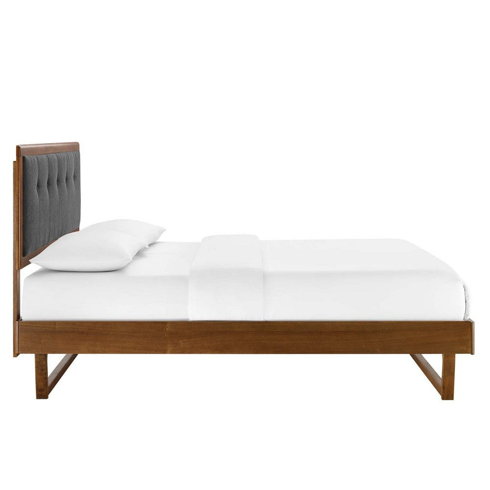 Modway MOD-6384-WAL-CHA Willow Queen Wood Platform Bed with Angular Frame Walnut Charcoal MDY-MOD-6384-WAL-CHA