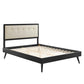 Modway MOD-6385-BLK-BEI Willow Queen Wood Platform Bed with Splayed Legs Black Beige MDY-MOD-6385-BLK-BEI