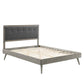 Modway MOD-6385-GRY-CHA Willow Queen Wood Platform Bed with Splayed Legs Gray Charcoal MDY-MOD-6385-GRY-CHA