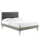 Modway MOD-6385-GRY-CHA Willow Queen Wood Platform Bed with Splayed Legs, Gray Charcoal