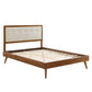 Modway MOD-6385-WAL-BEI Willow Queen Wood Platform Bed with Splayed Legs Walnut Beige MDY-MOD-6385-WAL-BEI