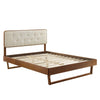 Modway Bridgette Wood Platform Bed with Angular Frame Queen Walnut Beige MDY-MOD-6387-WAL-BEI