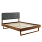 Modway Bridgette Wood Platform Bed with Angular Frame Queen Walnut Charcoal MDY-MOD-6387-WAL-CHA