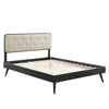 Modway Bridgette Wood Platform Bed with Splayed Legs Queen Black Beige MDY-MOD-6388-BLK-BEI