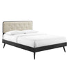 Modway Bridgette Wood Platform Bed with Splayed Legs, Queen, Black Beige