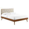 Modway Bridgette Wood Platform Bed with Splayed Legs, Queen, Walnut Beige