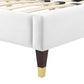 Modway Peyton Channel Tufted Performance Velvet Queen Platform Bed in White with Wood and Gold Legs MDY-MOD-6596-WHI