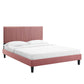 Modway Peyton Performance Velvet Queen Platform Bed in Dusty Rose