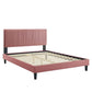 Modway Peyton Performance Velvet Queen Platform Bed in Dusty Rose MDY-MOD-6597-DUS