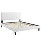 Modway Peyton Performance Velvet Queen Platform Bed in White MDY-MOD-6597-WHI