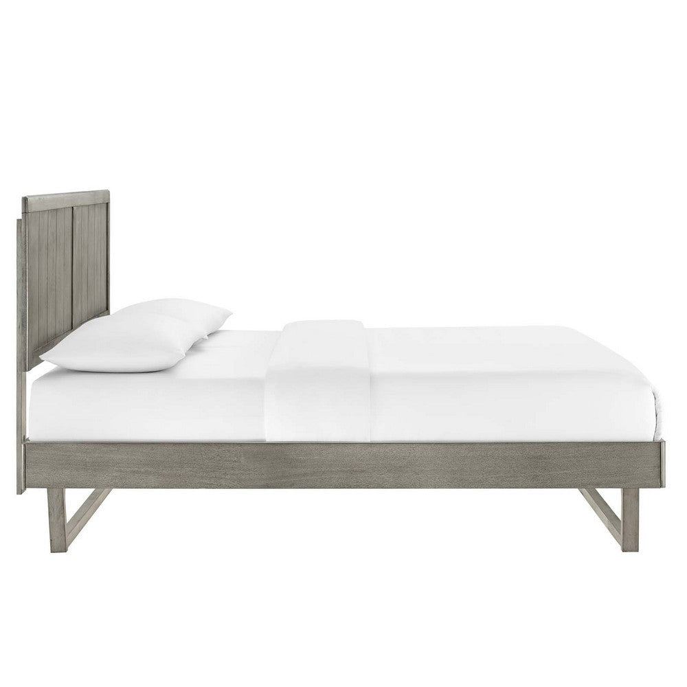 Modway Alana Wood Full Platform Bed in Gray with Angular Frame Double MDY-MOD-6616-GRY