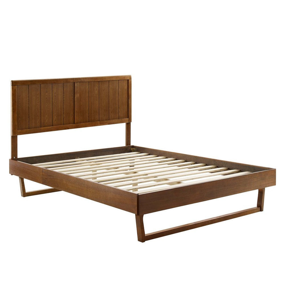 Modway Alana Wood King Platform Bed in Walnut with Angular Frame MDY-MOD-6617-WAL