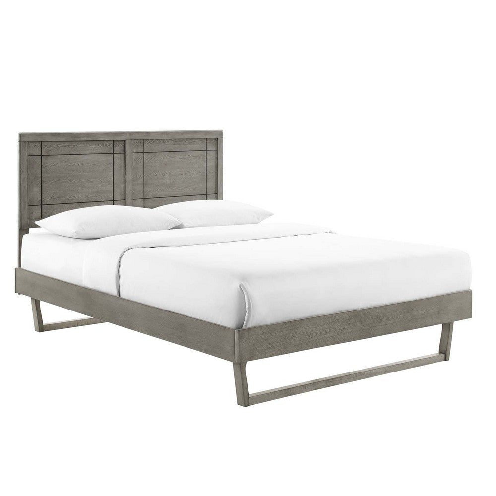 Modway Marlee Wood Full Platform Bed in Gray with Angular Frame, Double