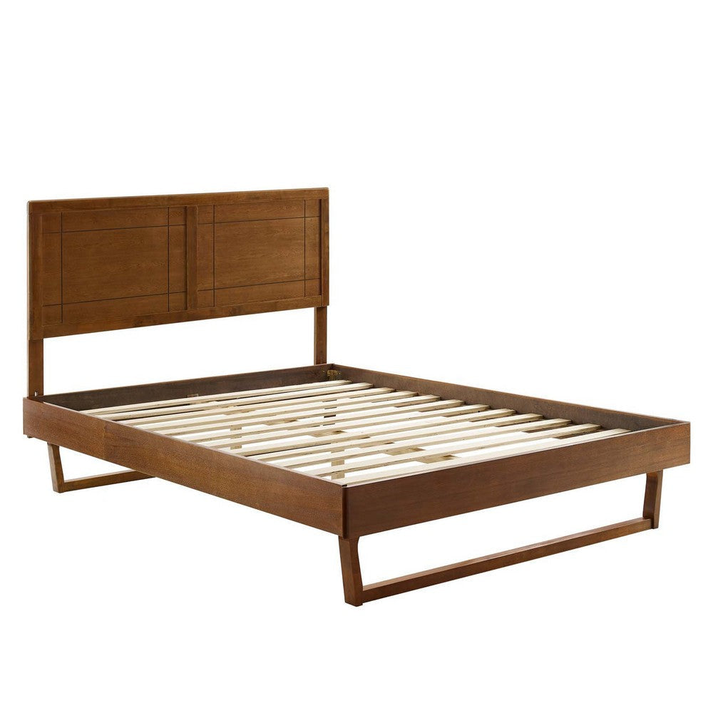 Modway Marlee Wood King Platform Bed in Walnut with Angular Frame MDY-MOD-6626-WAL