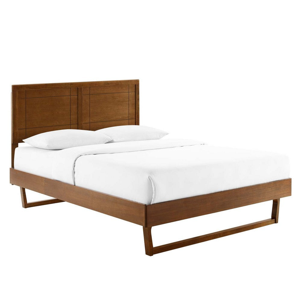 Modway Marlee Wood King Platform Bed in Walnut with Angular Frame