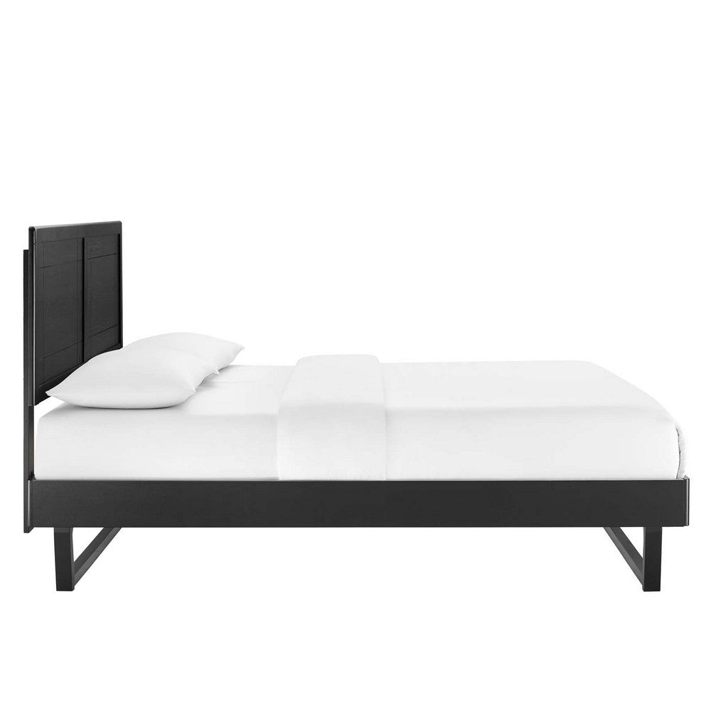 Modway Marlee Wood Twin Platform Bed in Black with Angular Frame Single MDY-MOD-6627-BLK