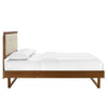 Modway Willow Wood Platform Bed with Angular Frame Full Walnut Beige MDY-MOD-6634-WAL-BEI