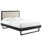 Modway MOD-6635-BLK-BEI Willow King Wood Platform Bed with Angular Frame, Black Beige