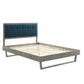 Modway MOD-6635-GRY-AZU Willow King Wood Platform Bed with Angular Frame Gray Azure MDY-MOD-6635-GRY-AZU