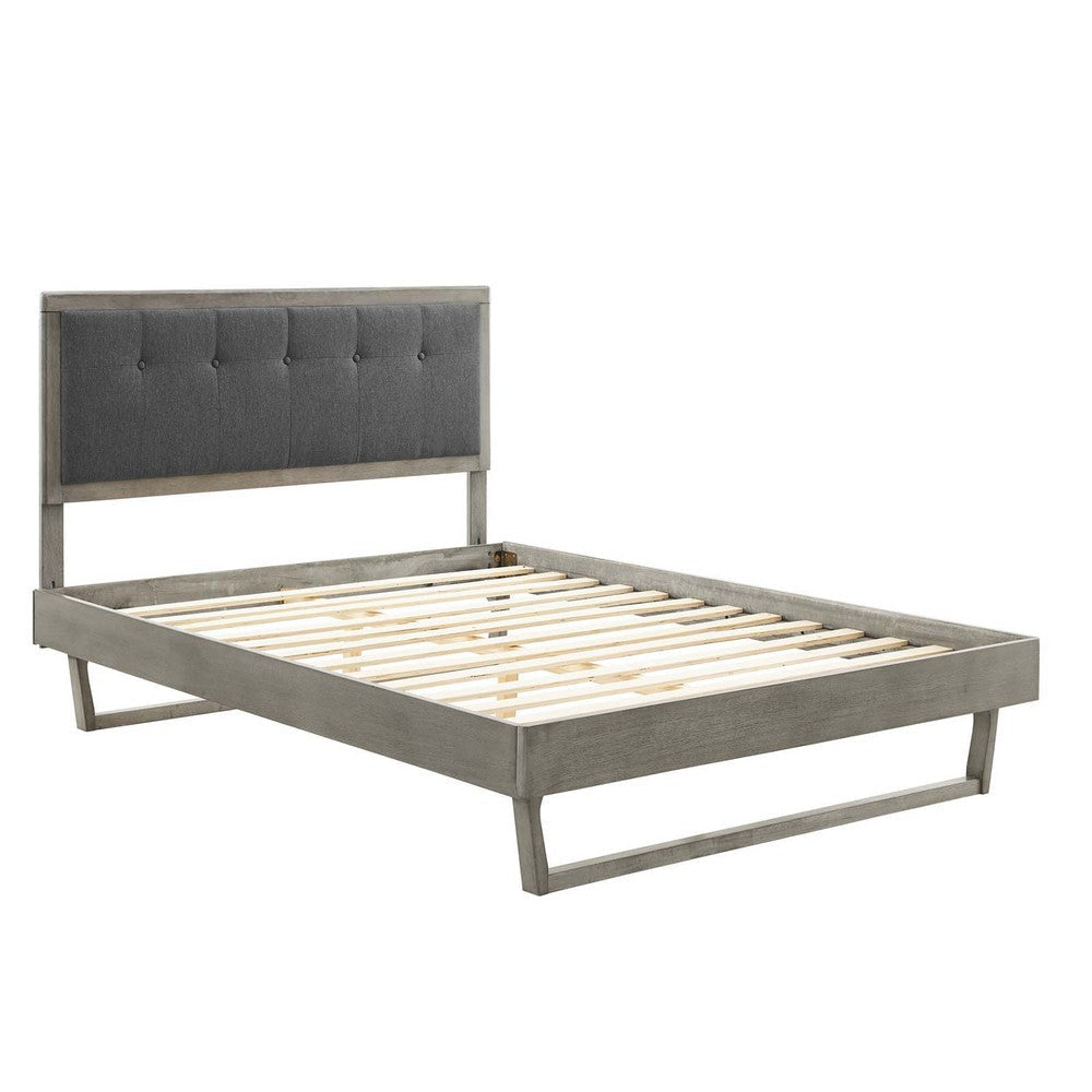 Modway Willow Wood Platform Bed with Angular Frame King Gray Charcoal MDY-MOD-6635-GRY-CHA