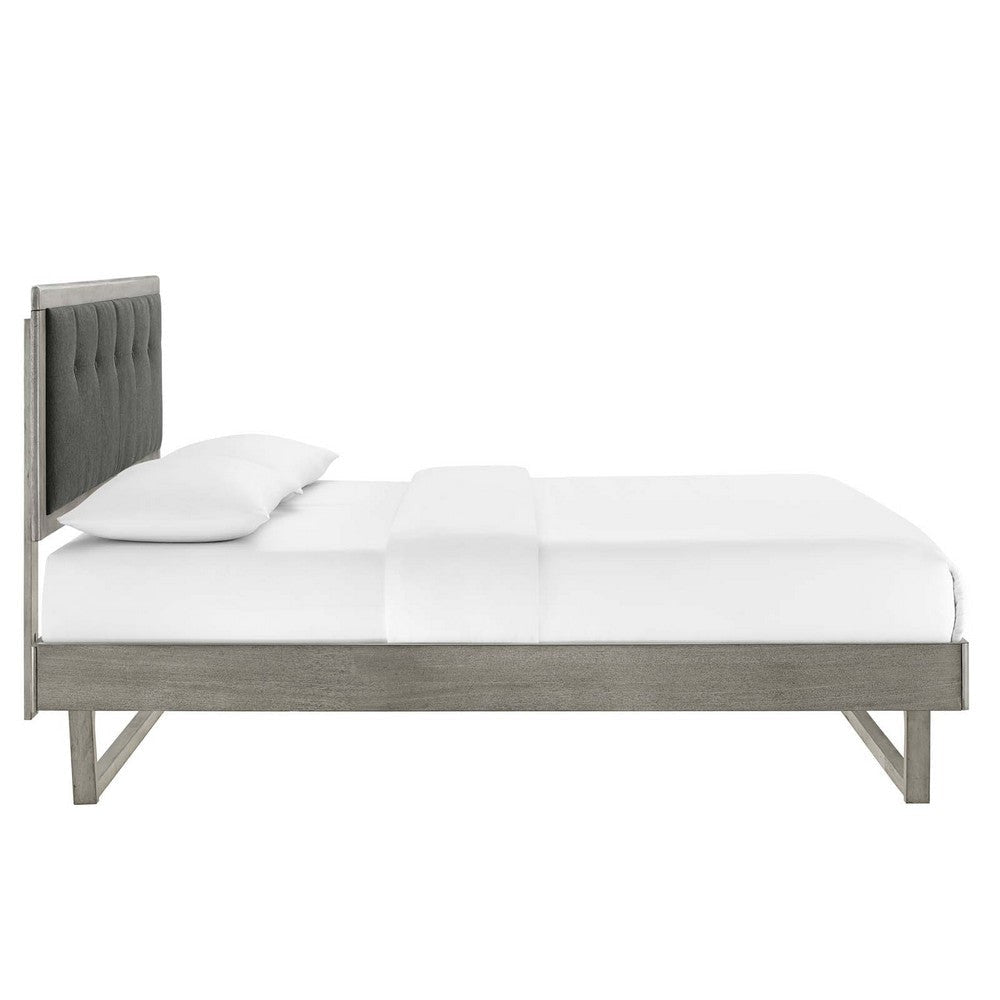 Modway Willow Wood Platform Bed with Angular Frame King Gray Charcoal MDY-MOD-6635-GRY-CHA