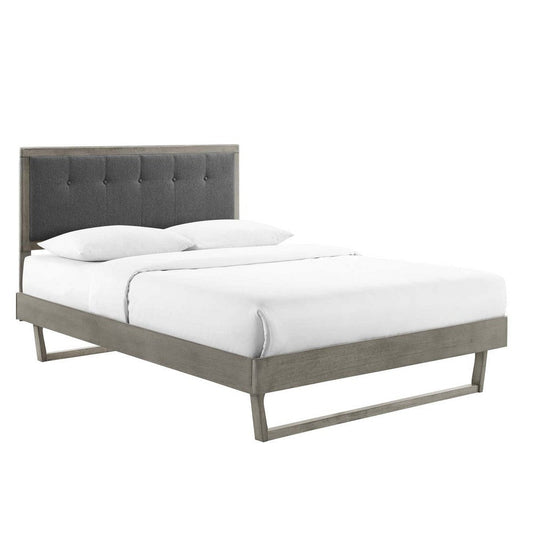 Modway Willow Wood Platform Bed with Angular Frame, King, Gray Charcoal