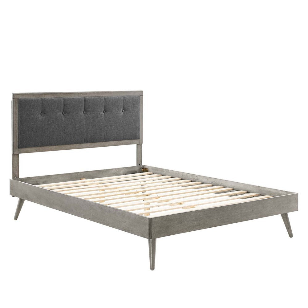 Modway MOD-6638-GRY-CHA Willow King Wood Platform Bed with Splayed Legs Gray Charcoal MDY-MOD-6638-GRY-CHA