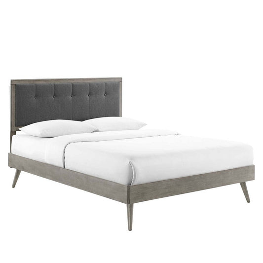 Modway MOD-6638-GRY-CHA Willow King Wood Platform Bed with Splayed Legs, Gray Charcoal