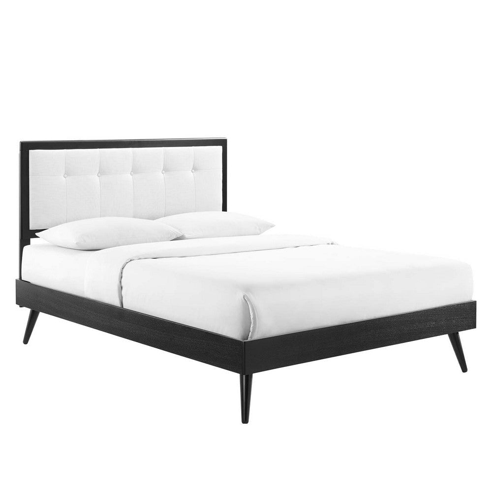 Modway MOD-6639-BLK-WHI Willow Twin Wood Platform Bed with Splayed Legs, Black White