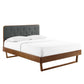 Modway Bridgette Wood Platform Bed with Angular Frame, Double, Walnut Charcoal