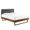 Modway Bridgette Wood Platform Bed with Angular Frame, Double, Walnut Charcoal