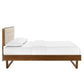 Modway Bridgette Wood Platform Bed with Angular Frame King Walnut Beige MDY-MOD-6644-WAL-BEI