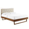 Modway Bridgette Wood Platform Bed with Angular Frame, Single, Walnut Beige