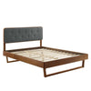 Modway Bridgette Wood Platform Bed with Angular Frame Single Walnut Charcoal MDY-MOD-6645-WAL-CHA