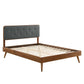 Modway Bridgette Wood Platform Bed with Splayed Legs Double Walnut Charcoal MDY-MOD-6646-WAL-CHA