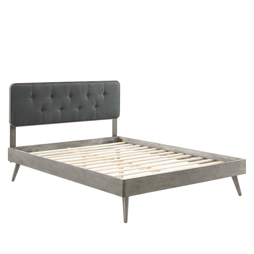 Modway Bridgette Wood Platform Bed with Splayed Legs King Gray Charcoal MDY-MOD-6647-GRY-CHA