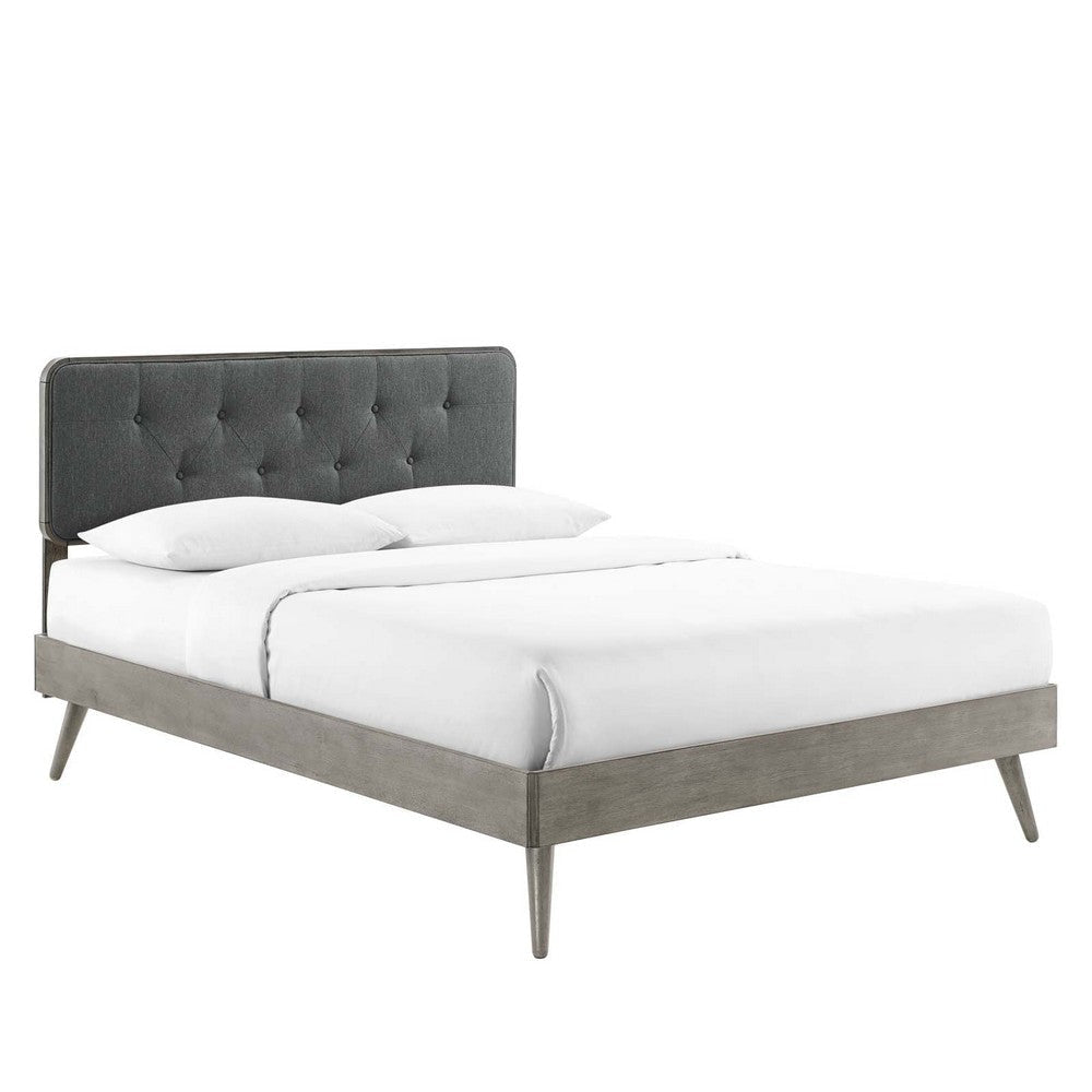 Modway Bridgette Wood Platform Bed with Splayed Legs, King, Gray Charcoal