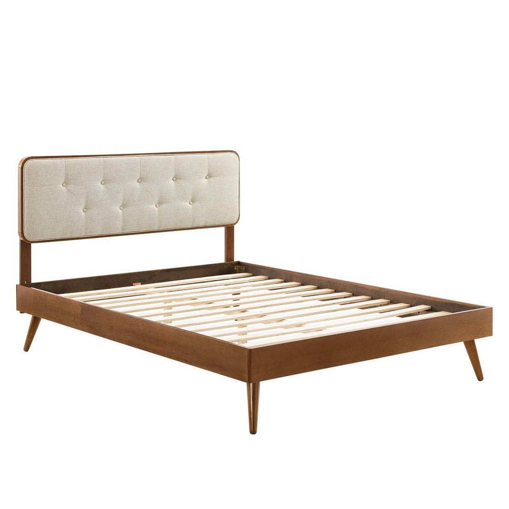 Modway Bridgette Wood Platform Bed with Splayed Legs King Walnut Beige MDY-MOD-6647-WAL-BEI