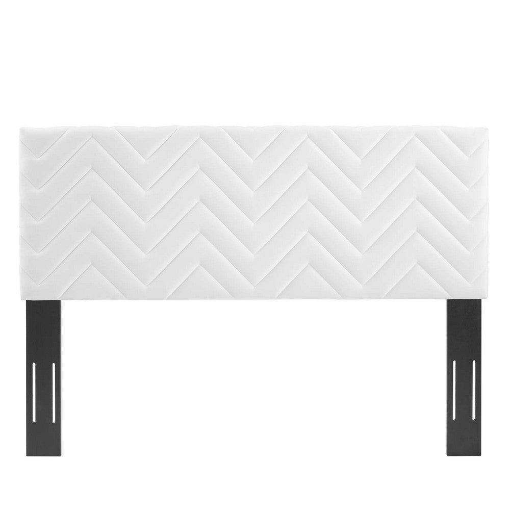 Modway MOD-6659-WHI Mercy Chevron Tufted Performance Velvet Full/Queen Headboard White MDY-MOD-6659-WHI