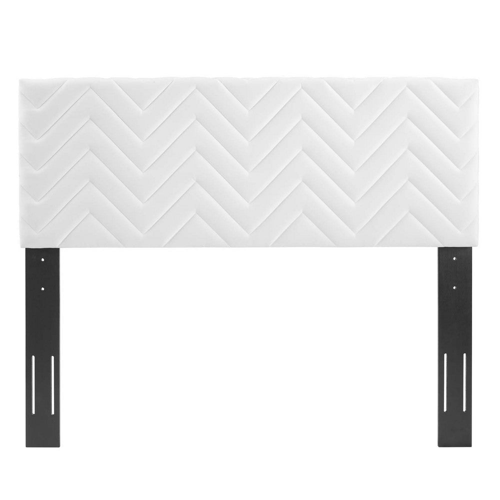 Modway MOD-6659-WHI Mercy Chevron Tufted Performance Velvet Full/Queen Headboard White MDY-MOD-6659-WHI