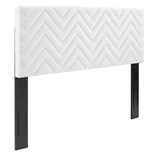 Modway MOD-6660-WHI Mercy Chevron Tufted Performance Velvet King/California King Headboard, White