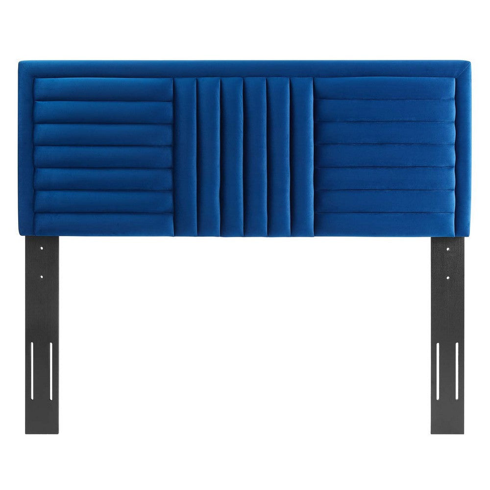 Believe Channel Tufted Performance Velvet Twin Headboard - No Shipping Charges MDY-MOD-6664-NAV