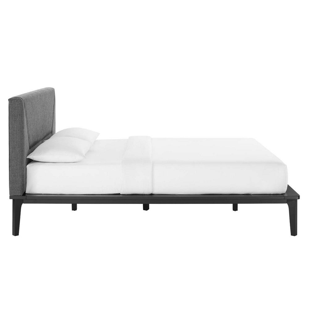 Modway MOD-6670-BLK-GRY Dakota Upholstered Queen Platform Bed Black Gray MDY-MOD-6670-BLK-GRY