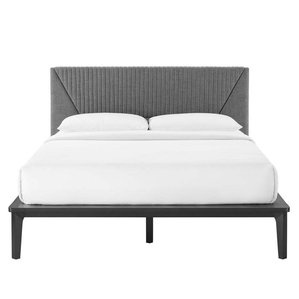 Modway MOD-6670-BLK-GRY Dakota Upholstered Queen Platform Bed Black Gray MDY-MOD-6670-BLK-GRY