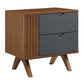 Modway Modern Wood Grain Nightstand Accent Table in Walnut Gray